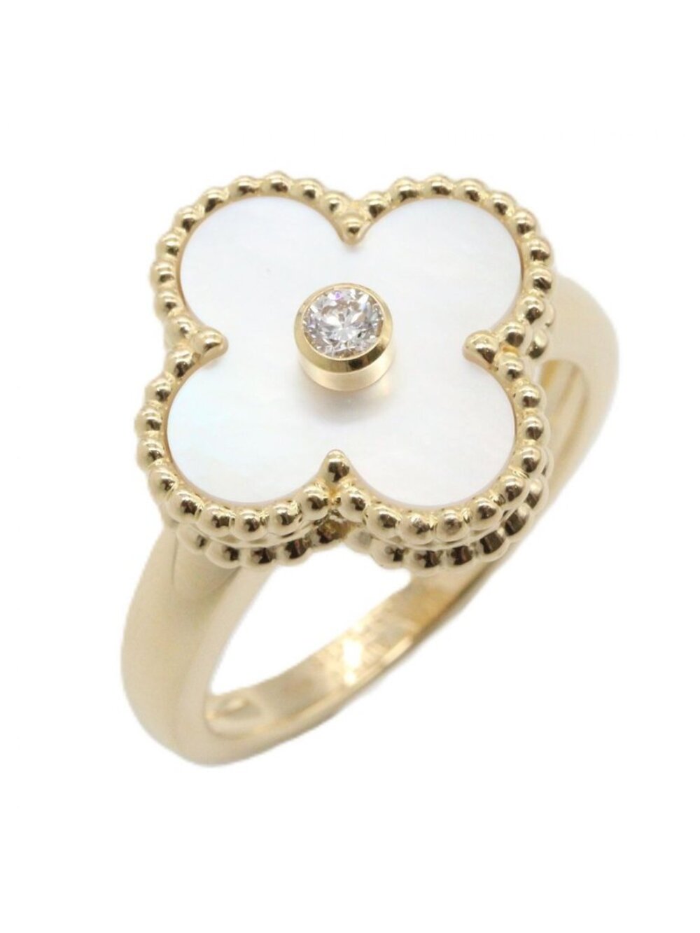 Van Cleef & Arpels Ring Vintage Alhambra Mother of Pearl 18k Diamond